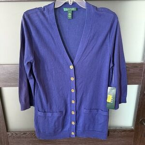 NWT Lauren Ralph Lauren V-neck Lightweight Cardigan